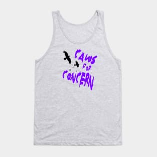 Halloween Ravens Caws For Concern Fun Pun Purple Quote 2 Tank Top